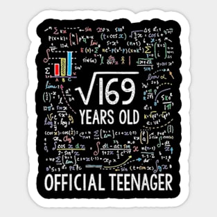 Square Root Of 169 13 Years Old Official Teenager Birthday T-Shirt Sticker